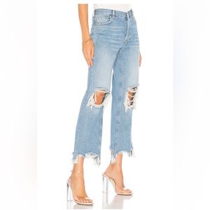 We The Free Light Blue Distressed High-Rise Cropped Jeans